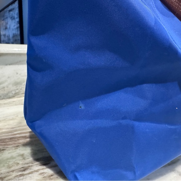 Longchamp Royal Blue Tote with Brown Leather Trim - Picture 2 of 13